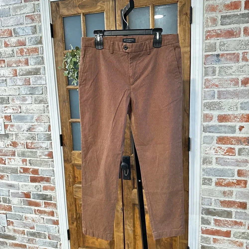 Banana Republic Pants Men 33x32 Brown Slim Tapered Stretch Dress Trousers